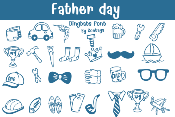 Celebrate Dad with Hand-Drawn Charm: The Father Day Dingbats Font